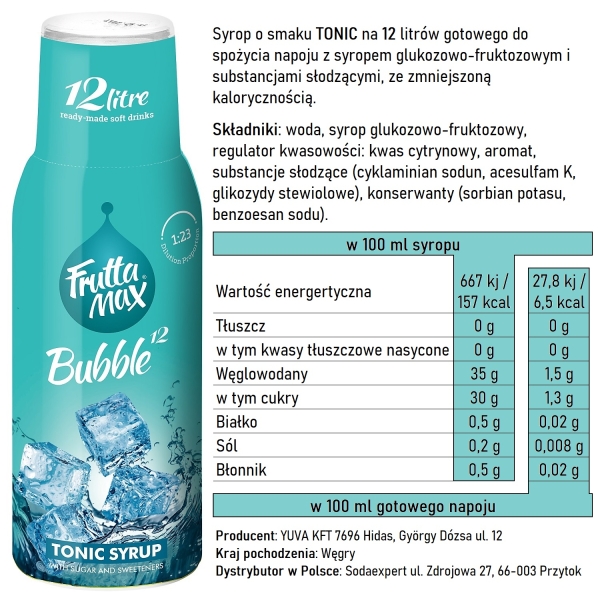 Syrop FruttaMax TONIC 500 ml na 12 litrów